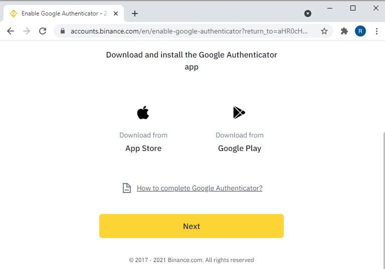 Binance Google Authenticator