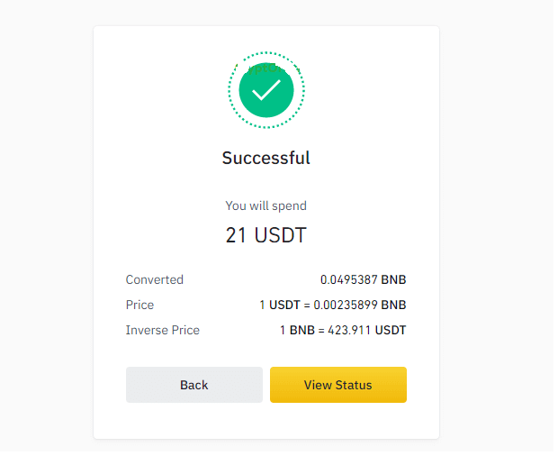 Binance Transaction Status
