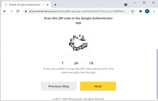 Binance Authenticator Scan