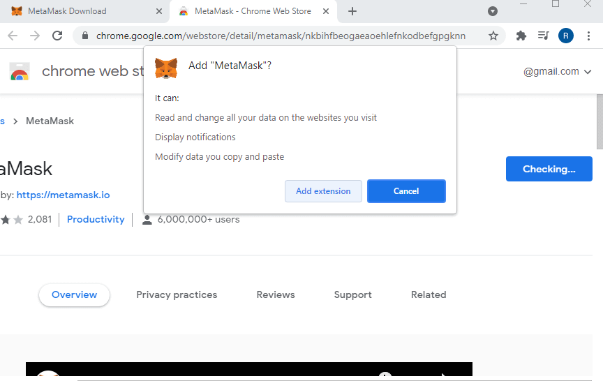 Adding Metamask Extension