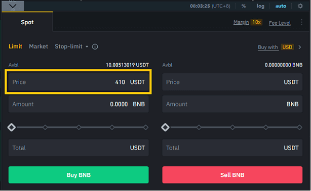 Binance Spot Trading Section