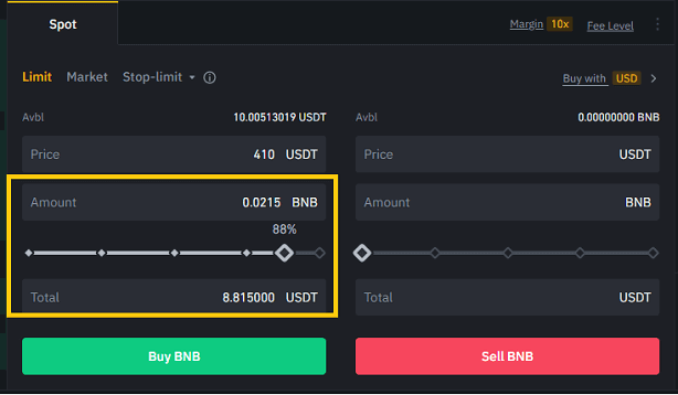 Binance Spot Trading Section