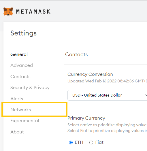 Select Network Metamask