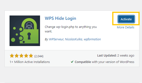 Activate WPS Hide Login