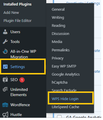 Settings for WPS Hide Login